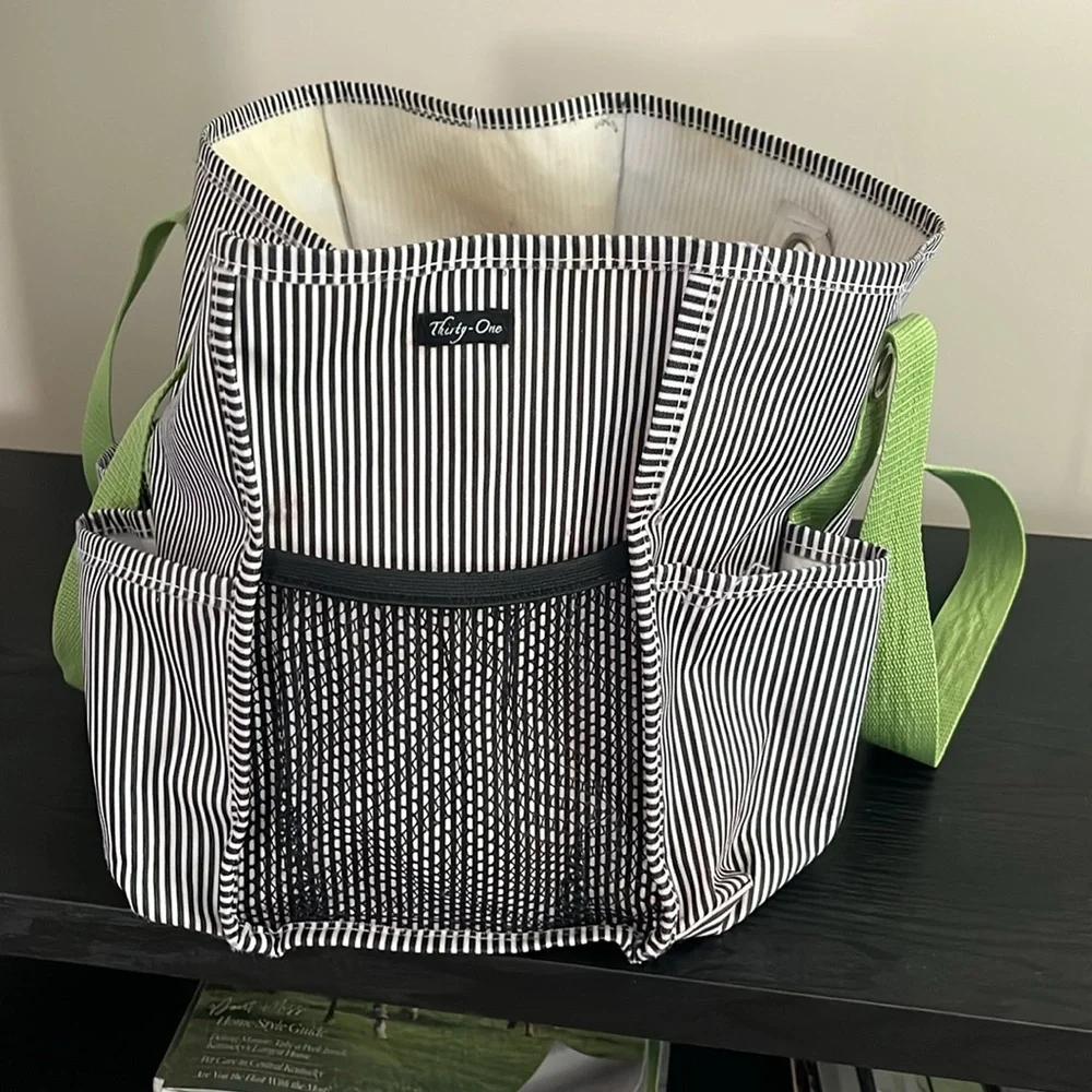 Travel/Toiletries/Diaper Striped Canvas Bag Multi Pockets Strong Carry Straps